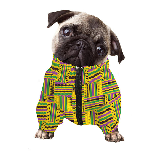 Ghana Kente Pattern Print Dog Zip Up Jacket