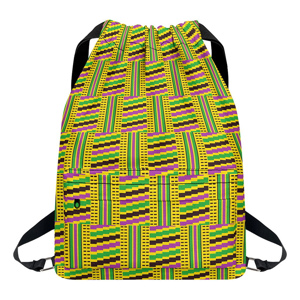 Ghana Kente Pattern Print Drawstring Backpack
