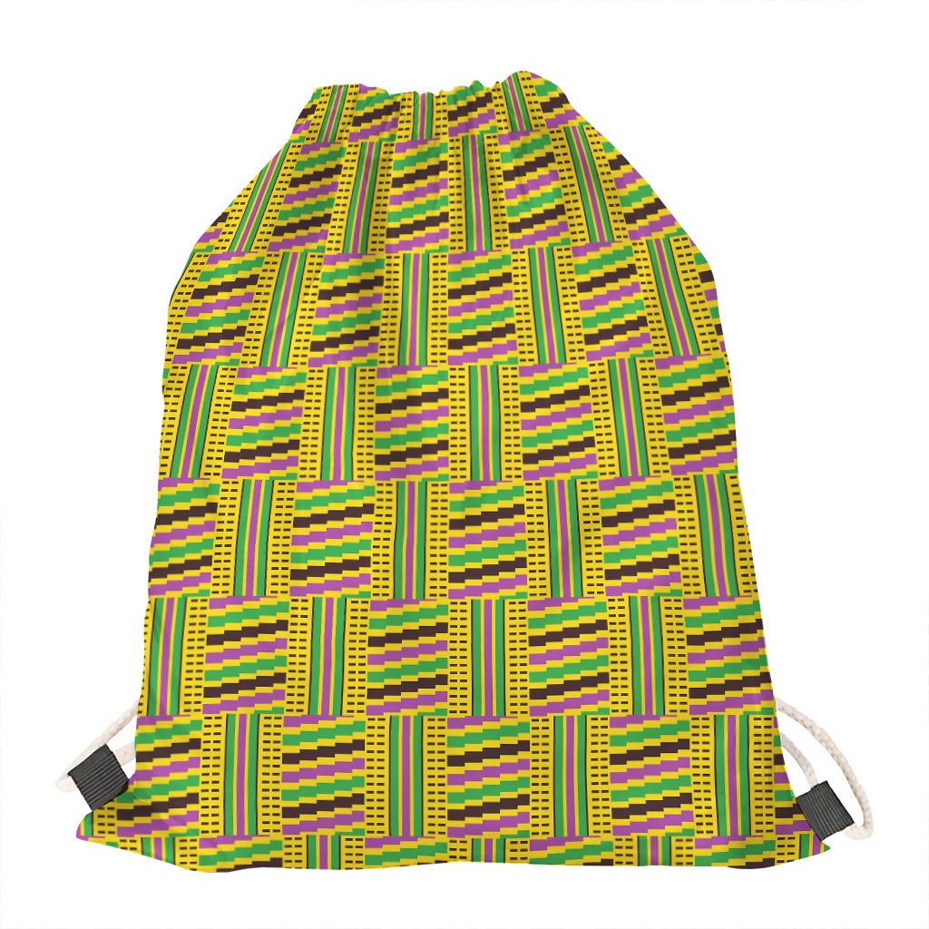 Ghana Kente Pattern Print Drawstring Bag
