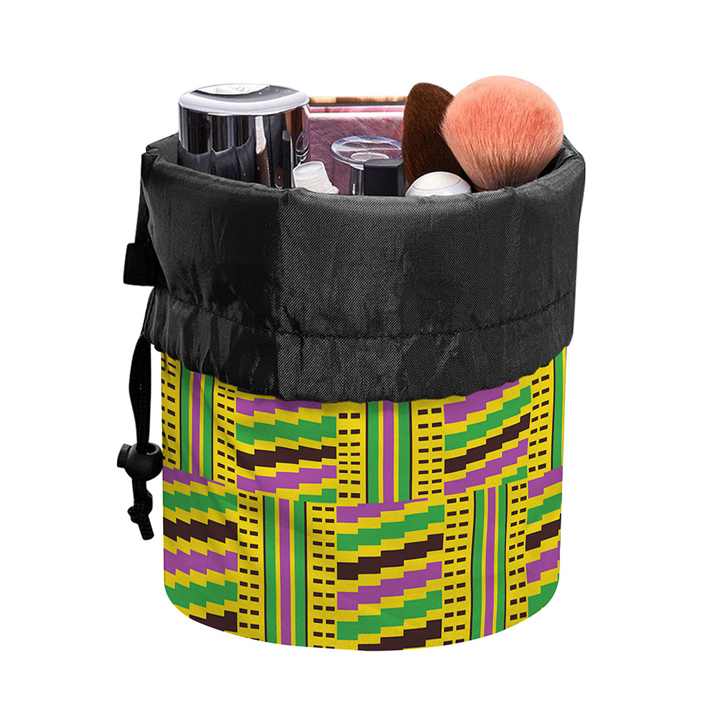 Ghana Kente Pattern Print Drawstring Makeup Bag