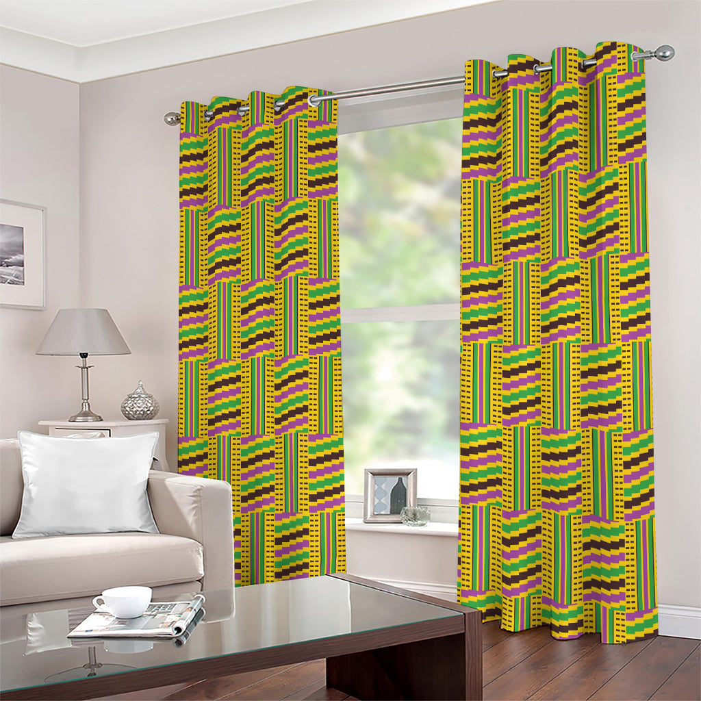 Ghana Kente Pattern Print Extra Wide Grommet Curtains