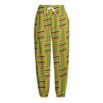 Ghana Kente Pattern Print Fleece Lined Knit Pants