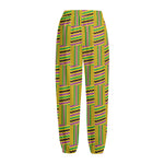 Ghana Kente Pattern Print Fleece Lined Knit Pants