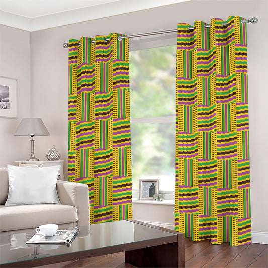 Ghana Kente Pattern Print Grommet Curtains