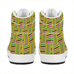 Ghana Kente Pattern Print High Top Leather Sneakers