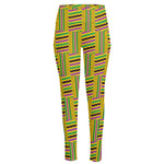 Ghana Kente Pattern Print High-Waisted Pocket Leggings
