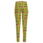 Ghana Kente Pattern Print High-Waisted Pocket Leggings