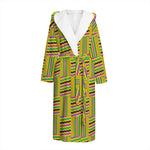 Ghana Kente Pattern Print Hooded Bathrobe