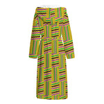 Ghana Kente Pattern Print Hooded Bathrobe