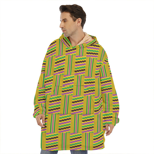Ghana Kente Pattern Print Hoodie Blanket