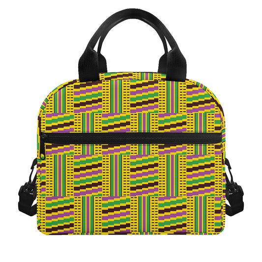 Ghana Kente Pattern Print Insulated Lunch Bag