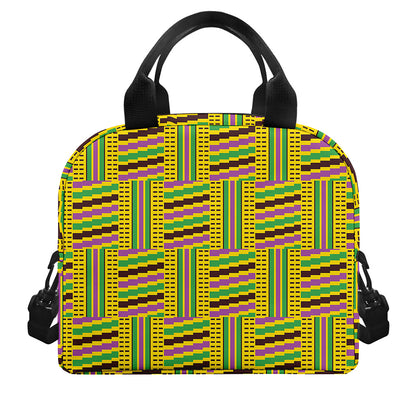 Ghana Kente Pattern Print Insulated Lunch Bag