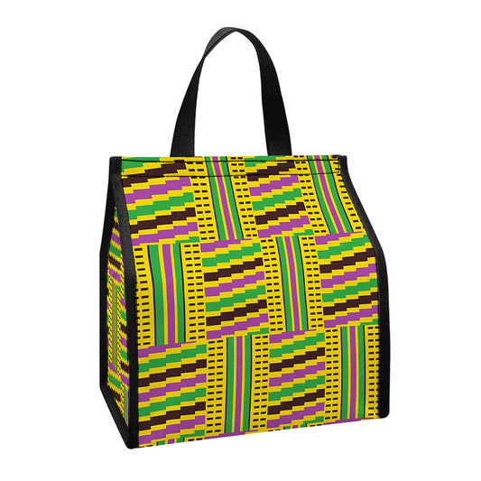 Ghana Kente Pattern Print Insulated Lunch Tote