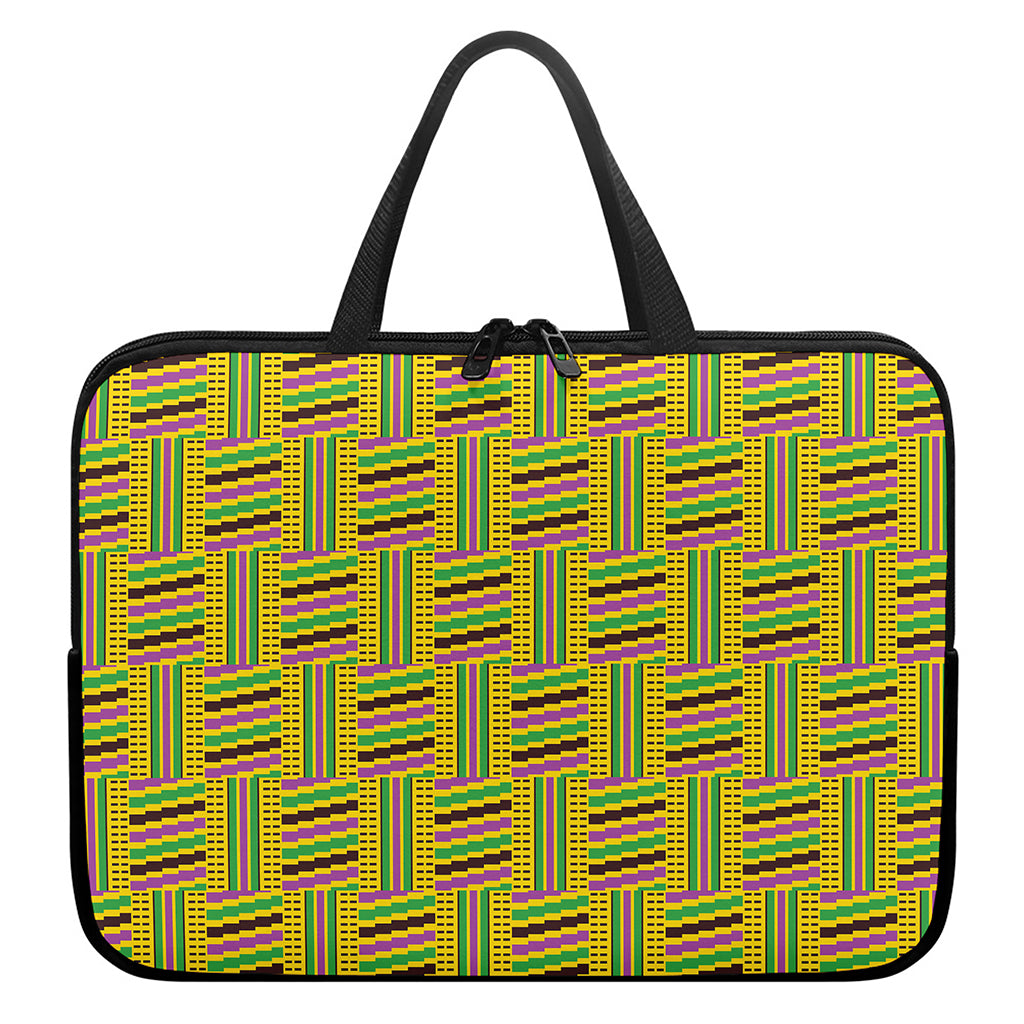 Ghana Kente Pattern Print Laptop Sleeve With Handle