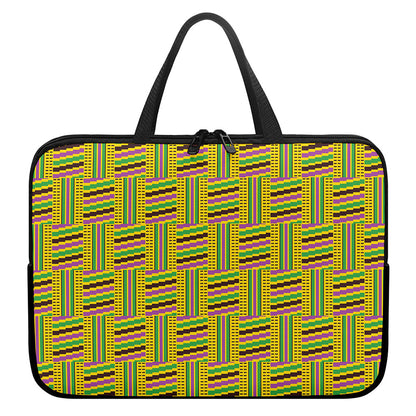 Ghana Kente Pattern Print Laptop Sleeve With Handle