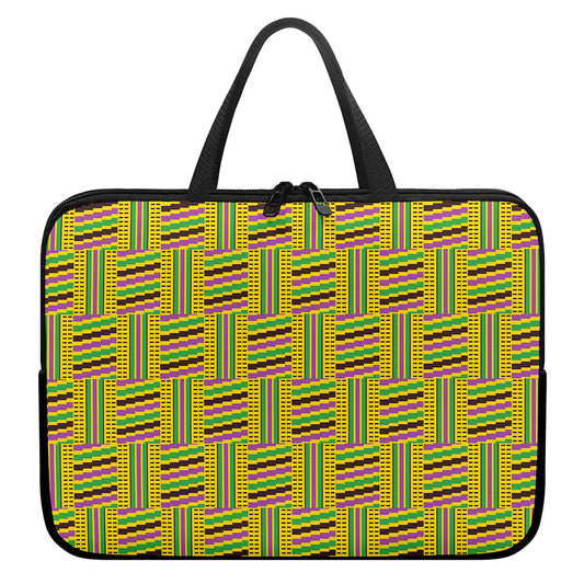 Ghana Kente Pattern Print Laptop Sleeve With Handle