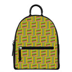 Ghana Kente Pattern Print Leather Backpack