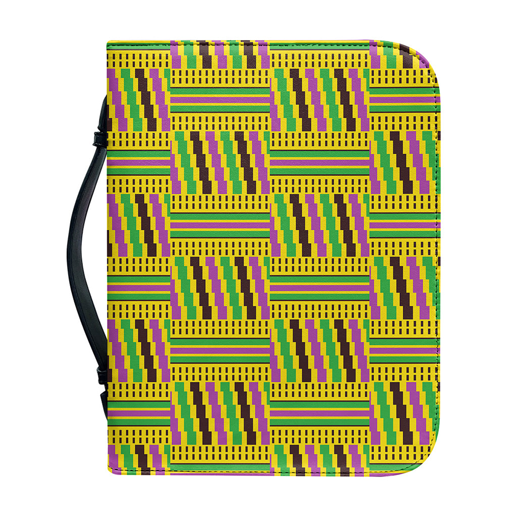 Ghana Kente Pattern Print Leather Bible Cover