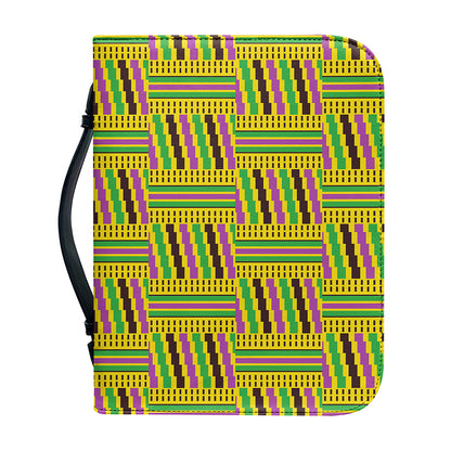 Ghana Kente Pattern Print Leather Bible Cover
