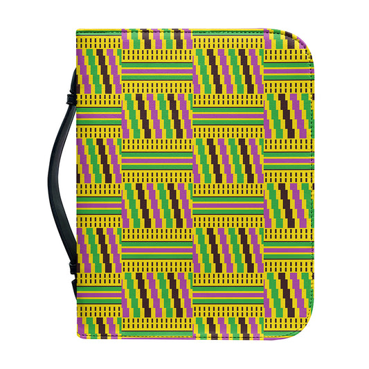 Ghana Kente Pattern Print Leather Bible Cover