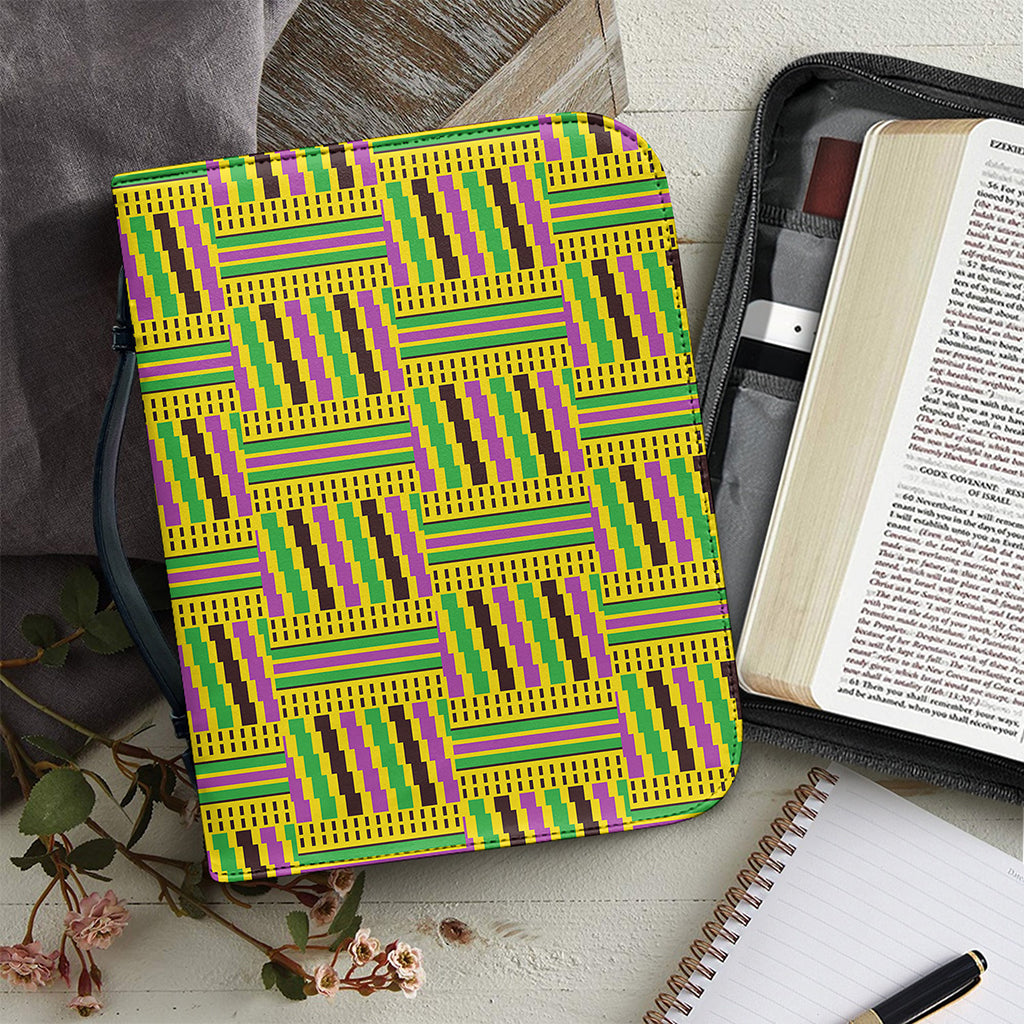 Ghana Kente Pattern Print Leather Bible Cover