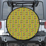 Ghana Kente Pattern Print Leather Spare Tire Cover