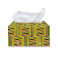 Ghana Kente Pattern Print Leather Tissue Box Cover