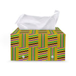Ghana Kente Pattern Print Leather Tissue Box Cover