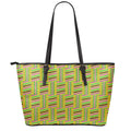 Ghana Kente Pattern Print Leather Tote Bag With Zipper