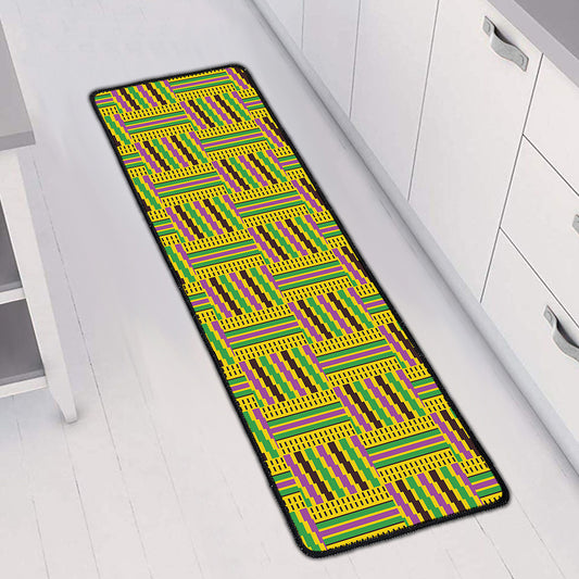 Ghana Kente Pattern Print Long Kitchen Mat