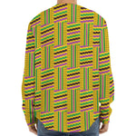Ghana Kente Pattern Print Long Sleeve Baseball Jersey