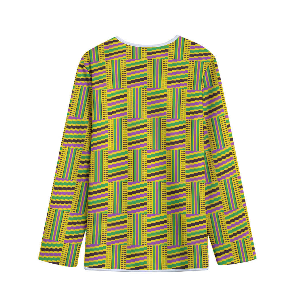 Ghana Kente Pattern Print Long Sleeve Short Coat
