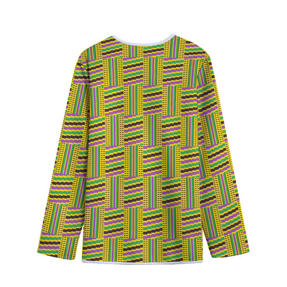 Ghana Kente Pattern Print Long Sleeve Short Coat