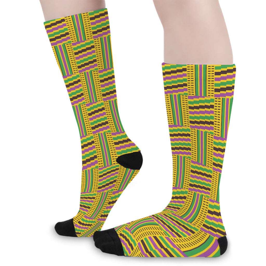 Ghana Kente Pattern Print Long Socks