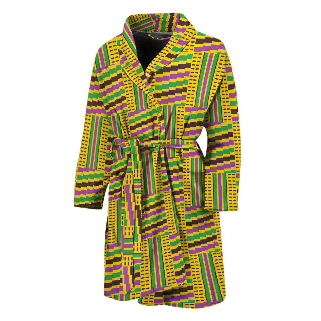 Ghana Kente Pattern Print Men's Bathrobe