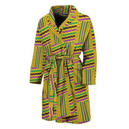 Ghana Kente Pattern Print Men's Bathrobe
