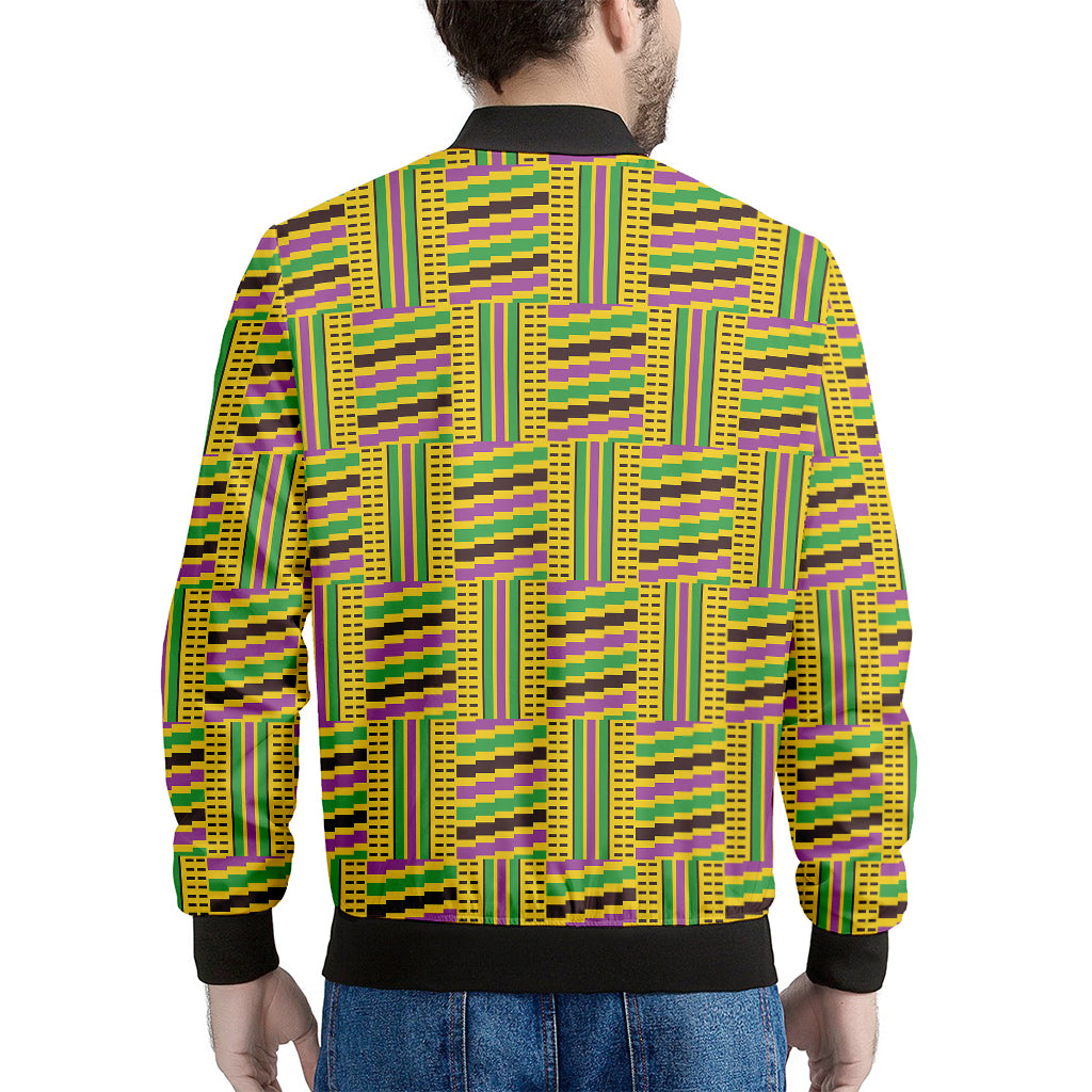 Ghana Kente Pattern Print Men's Bomber Jacket