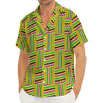 Ghana Kente Pattern Print Men's Deep V-Neck Shirt