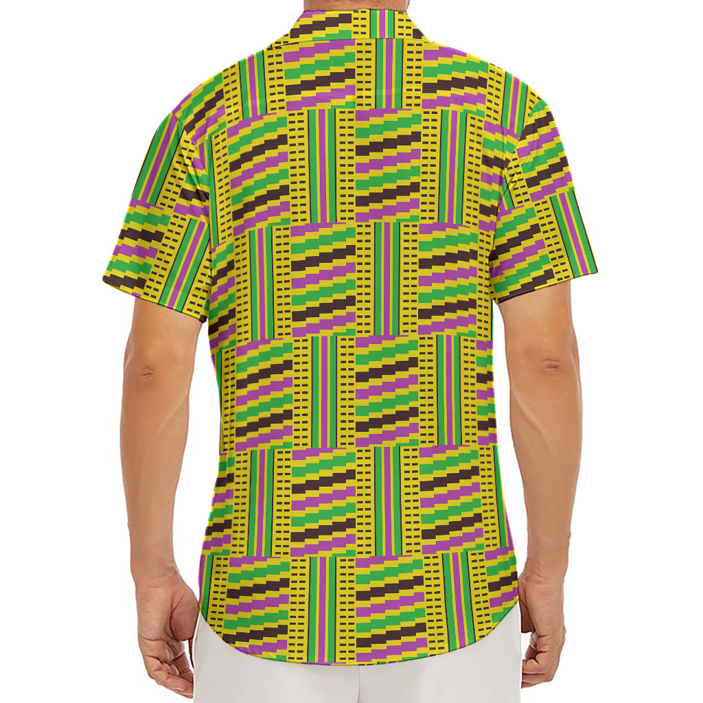 Ghana Kente Pattern Print Men's Deep V-Neck Shirt