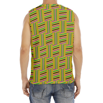 Ghana Kente Pattern Print Men's Fitness Tank Top