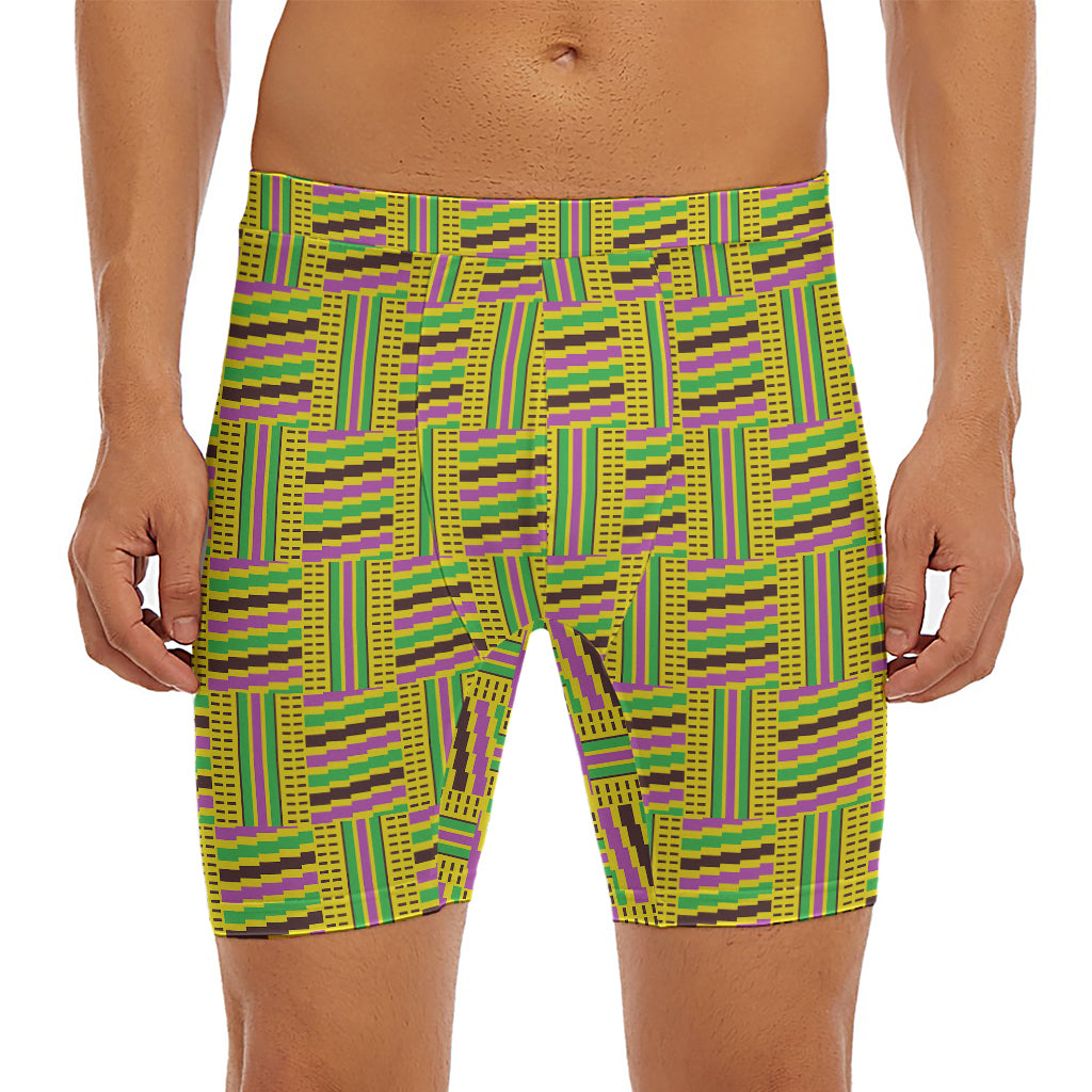 Ghana Kente Pattern Print Men's Long Boxer Briefs