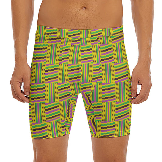 Ghana Kente Pattern Print Men's Long Boxer Briefs
