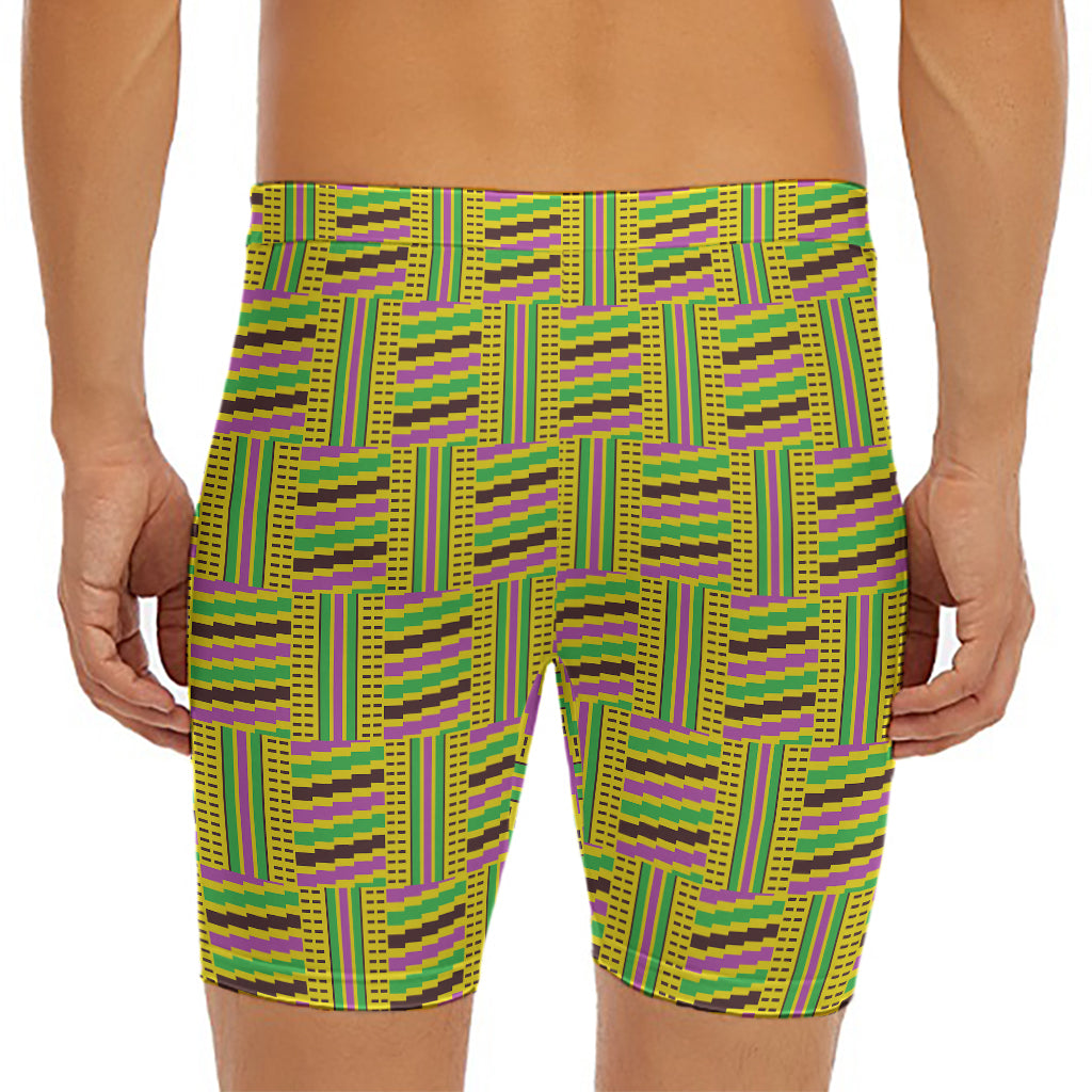 Ghana Kente Pattern Print Men's Long Boxer Briefs
