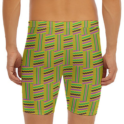 Ghana Kente Pattern Print Men's Long Boxer Briefs
