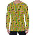 Ghana Kente Pattern Print Men's Long Sleeve T-Shirt