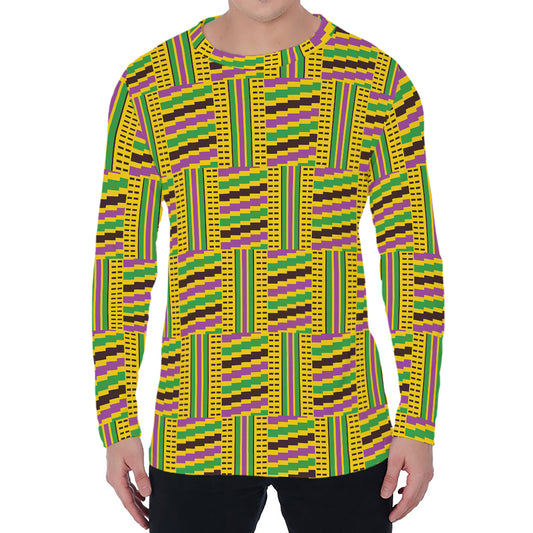 Ghana Kente Pattern Print Men's Long Sleeve T-Shirt