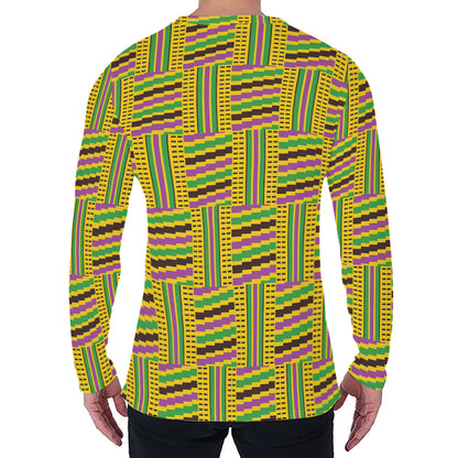 Ghana Kente Pattern Print Men's Long Sleeve T-Shirt