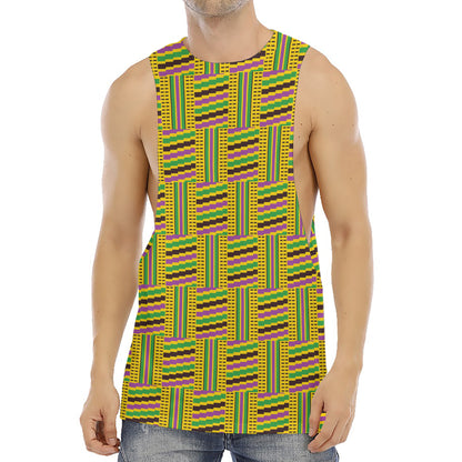 Ghana Kente Pattern Print Men's Muscle Tank Top