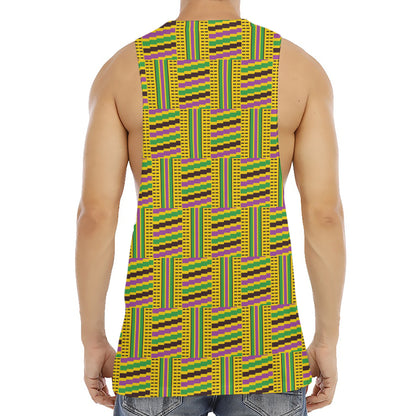 Ghana Kente Pattern Print Men's Muscle Tank Top