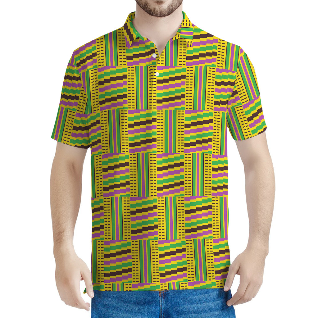 Ghana Kente Pattern Print Men's Polo Shirt